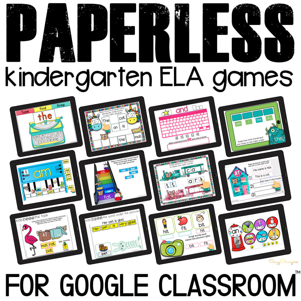Google Classroom Activities for Kindergarten: Looking for Word Work activities? Need to practice sight words, word families and phonics? Use these reading activities for Google Classroom™. Perfect for guided reading groups, literacy centers and 1:1 work.