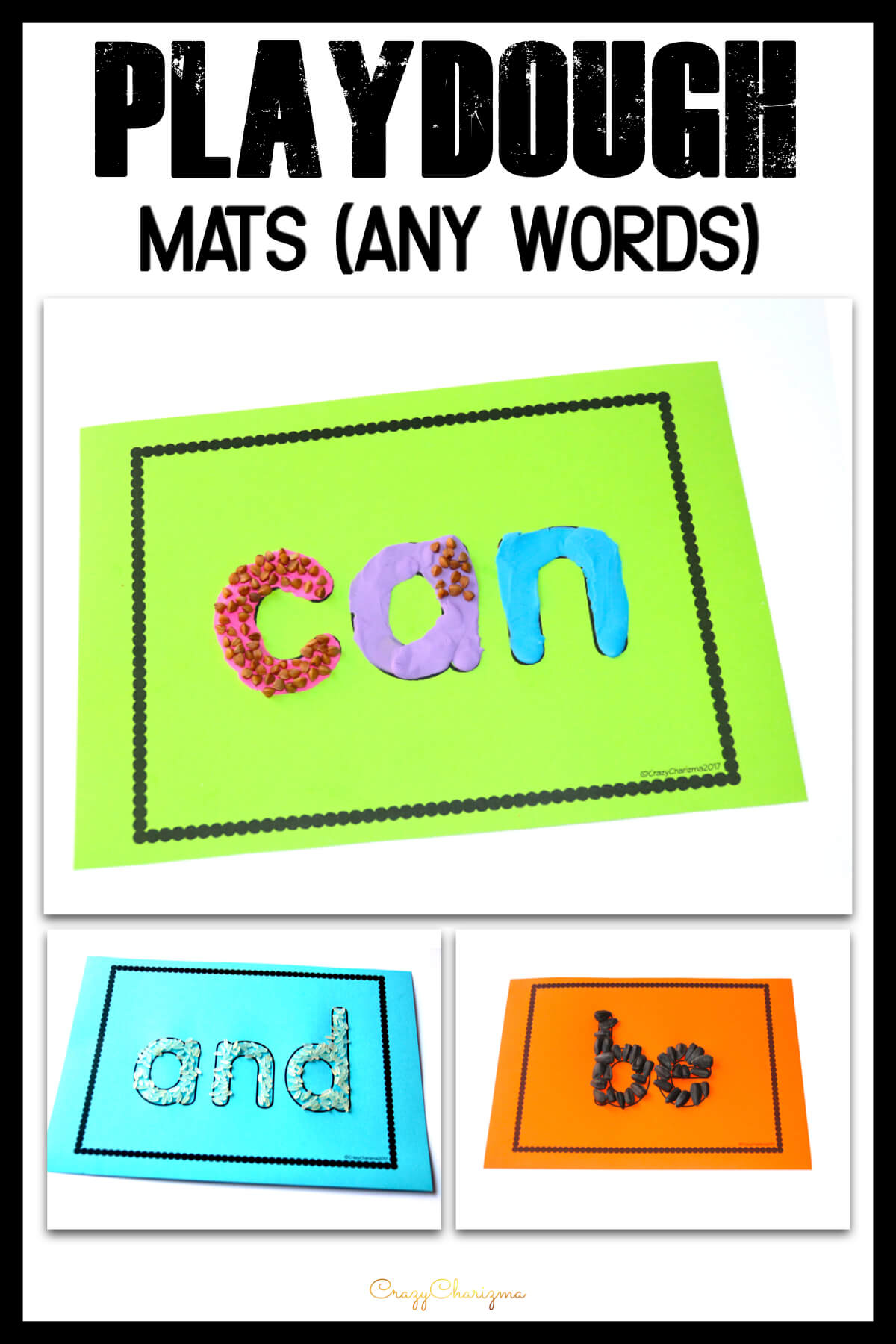 Need hands on activities to practice any words? Use playdough mats and let kids read and use different manipulatives to brighten the words up. The EDITABLE VERSION is available. Create your own playdough mats!