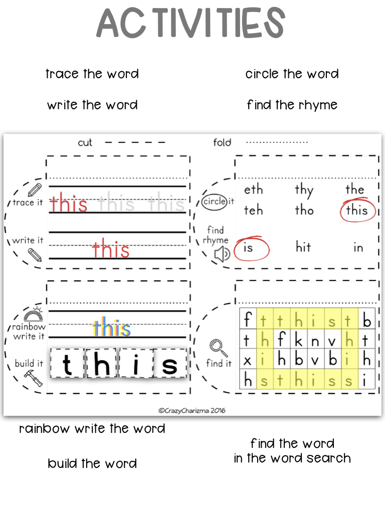 Looking for fun, engaging, but effective and memorable sight words activities to practice words from First Grade List? Grab this set and get kids excited with high frequency words!