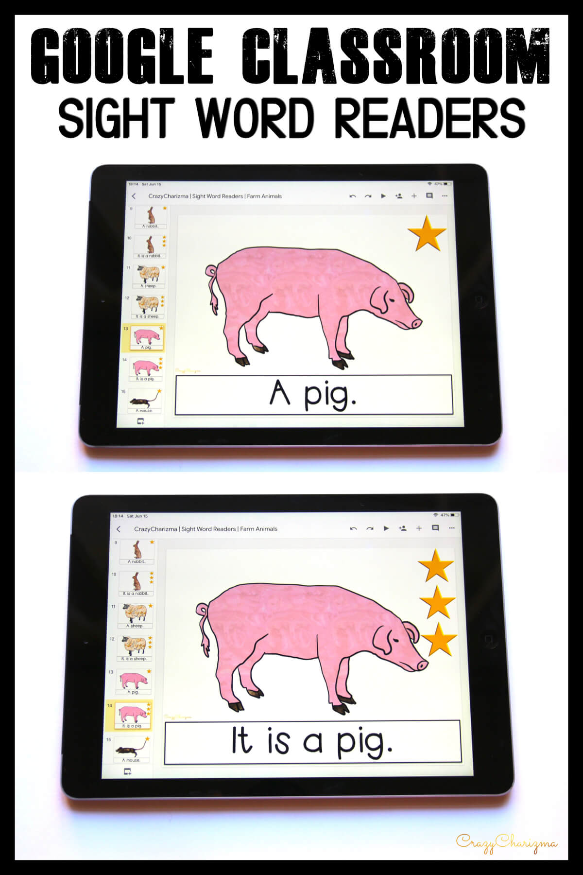 Looking for engaging sight word readers for kindergarten? Engage kids with sight words and farm friends. Use as paperless practice for Google Classroom or print and read!