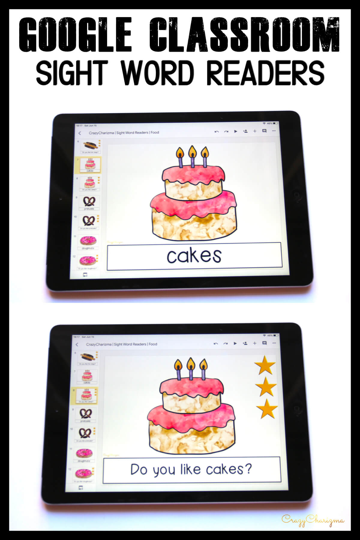 Looking for engaging sight word readers for kindergarten? Engage kids with sight words and food. Use as paperless practice for Google Classroom or print and read!