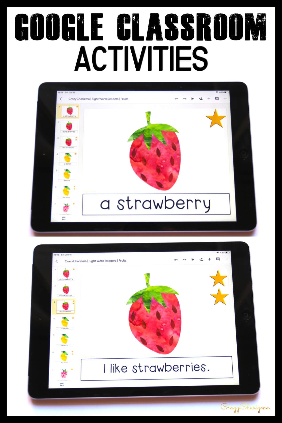 Looking for engaging sight word readers for kindergarten? Engage kids with sight words and fruits. Use as paperless practice for Google Classroom or print and read!