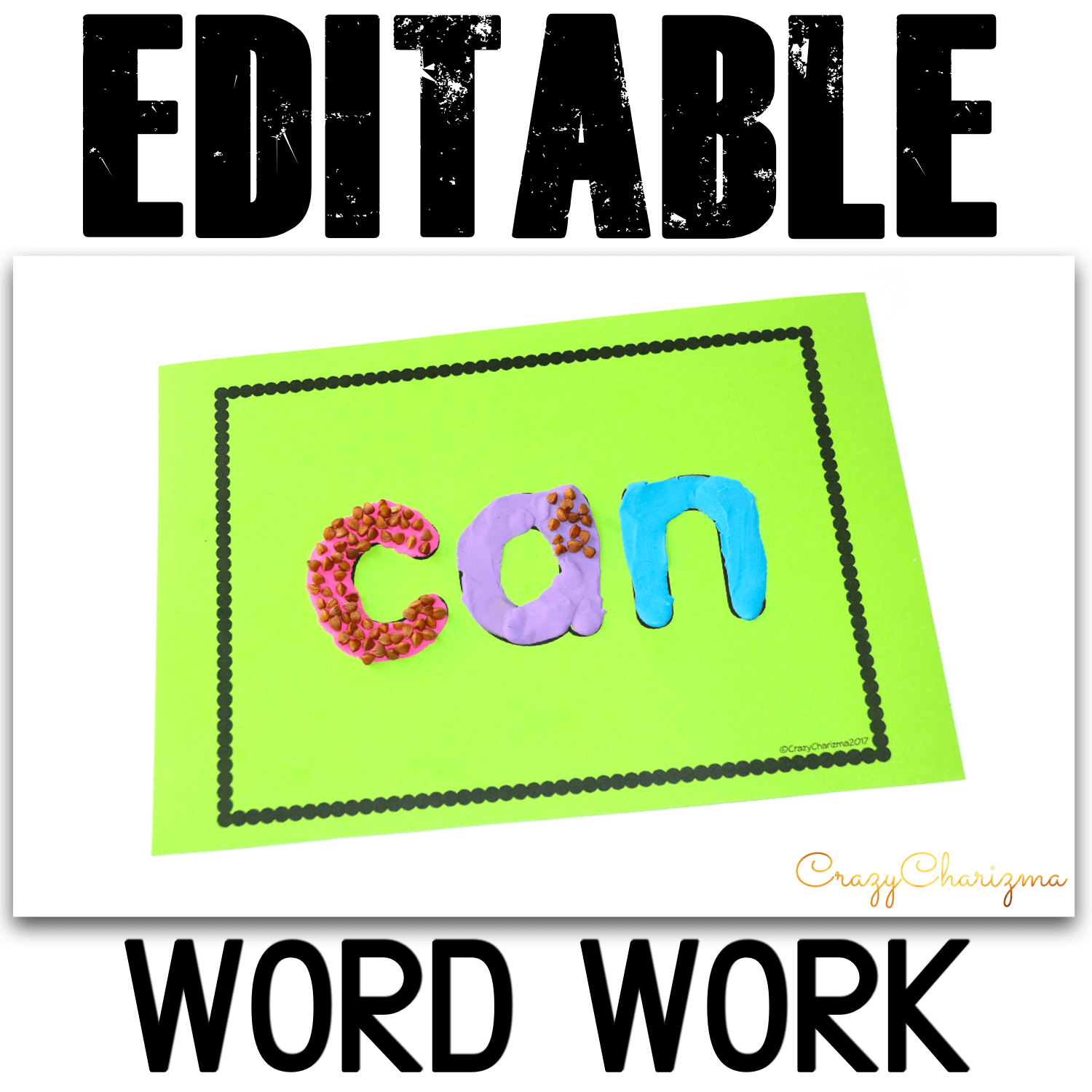 Need hands on activities to practice any words? Use playdough mats and let kids read and use different manipulatives to brighten the words up. The EDITABLE VERSION is available. Create your own playdough mats!