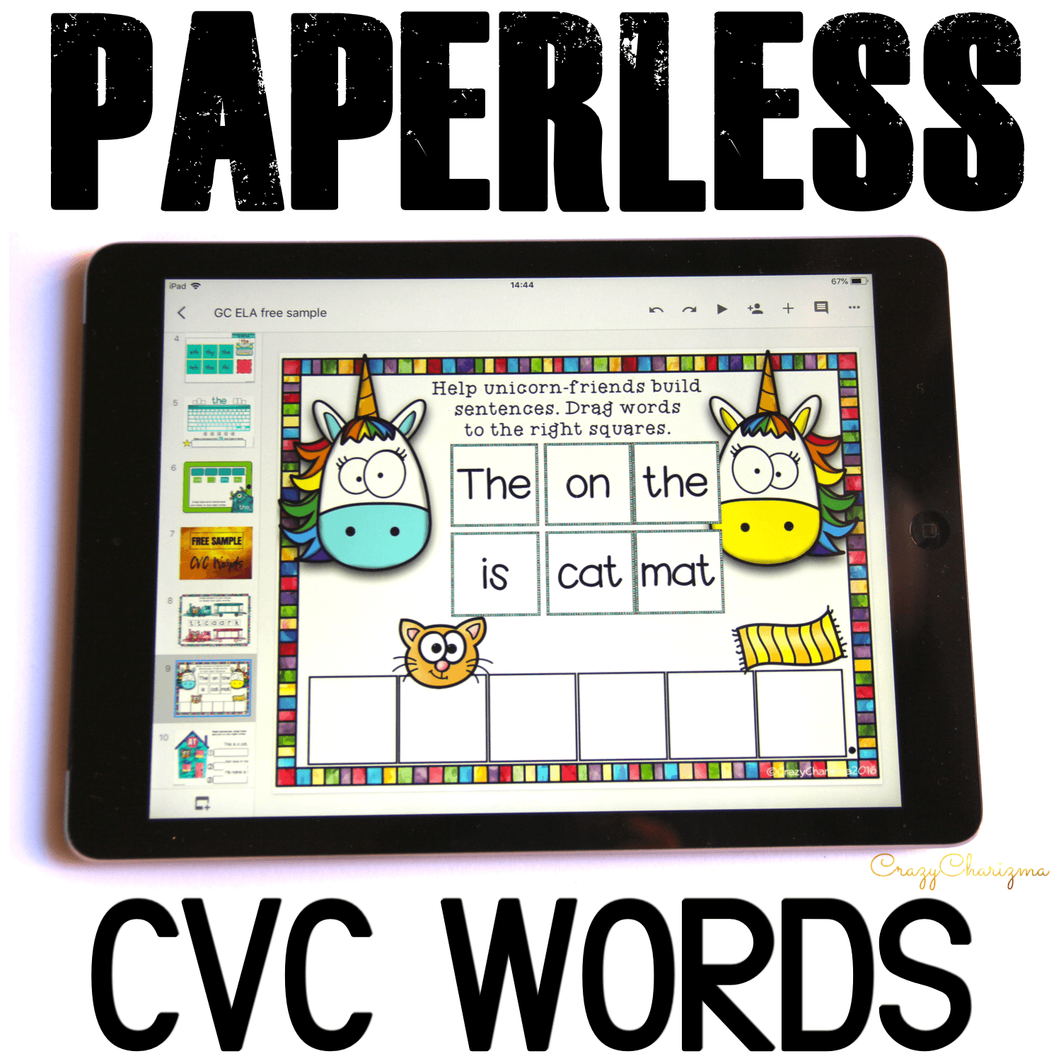 Google Classroom Activities for Kindergarten | CVC sentence fluency: Want to engage kids with CVC word sentences? Try activities for Google Classroom in kindergarten. With images as visual help, students will build sentences and read them aloud in an engaging way!