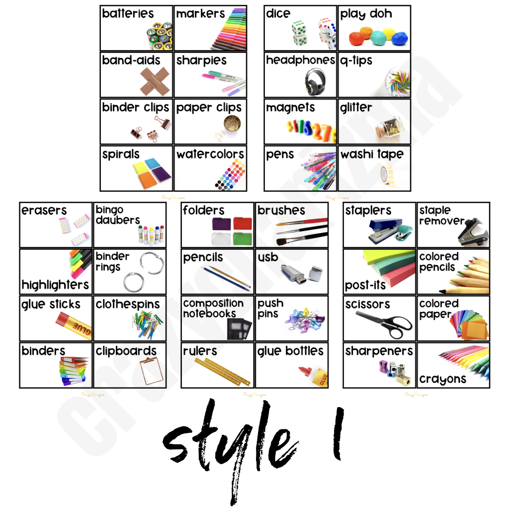 School Supply Labels for How to Use School Supplies Class