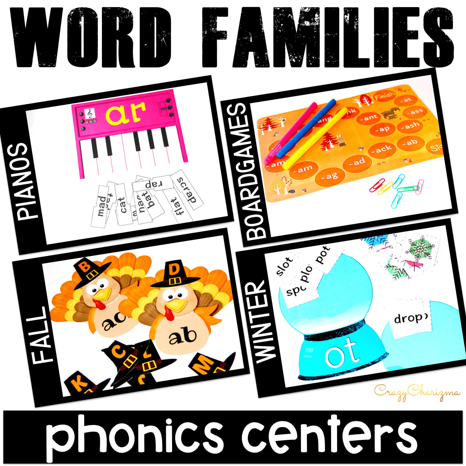 Struggling readers no more! Help students become more comfortable with reading word families words and rhyming. This packet of hands on phonics activities is for kids in preschool, kindergarten, first or second grade. Find inside general printables and seasonal worksheets. Use during daily 5, guided reading, spelling, literacy block, RTI, or during literacy centers.