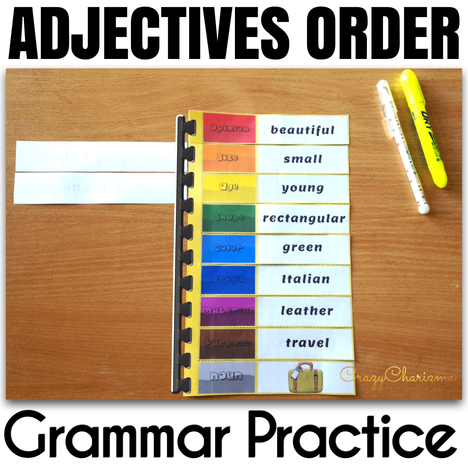 Teaching Ordering Adjectives can be challenging but not with this bright and helpful Spiral Notebook! Your kids will definitely love these activities and teaching the topic will become easy and fun.