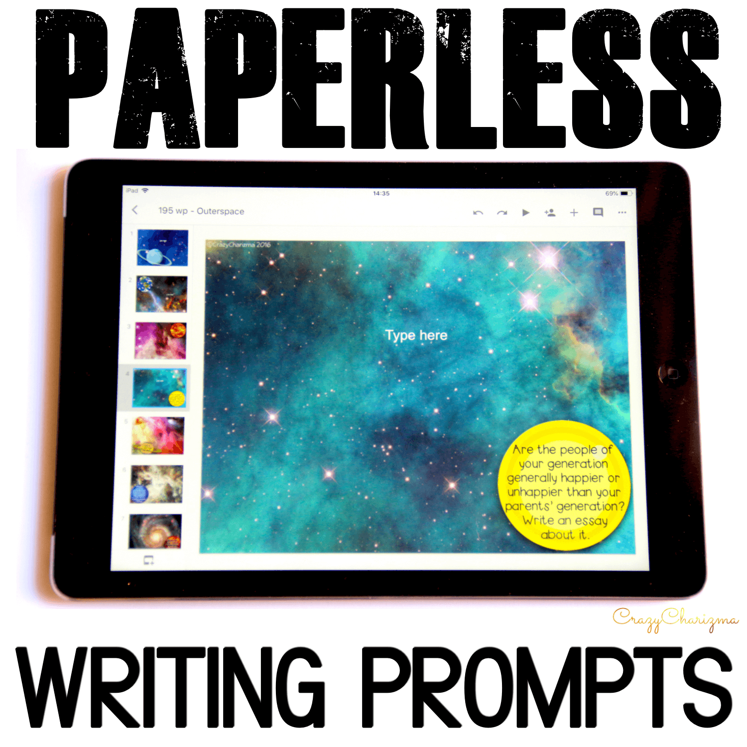 Engage students with writing starting today! Use technology (iPads, Chromebooks, laptops) for quick student writing practice! Working in Google Classroom and Google SLides, let the students start writing right away! Monitor their progress, answer questions and offer feedback as they write.