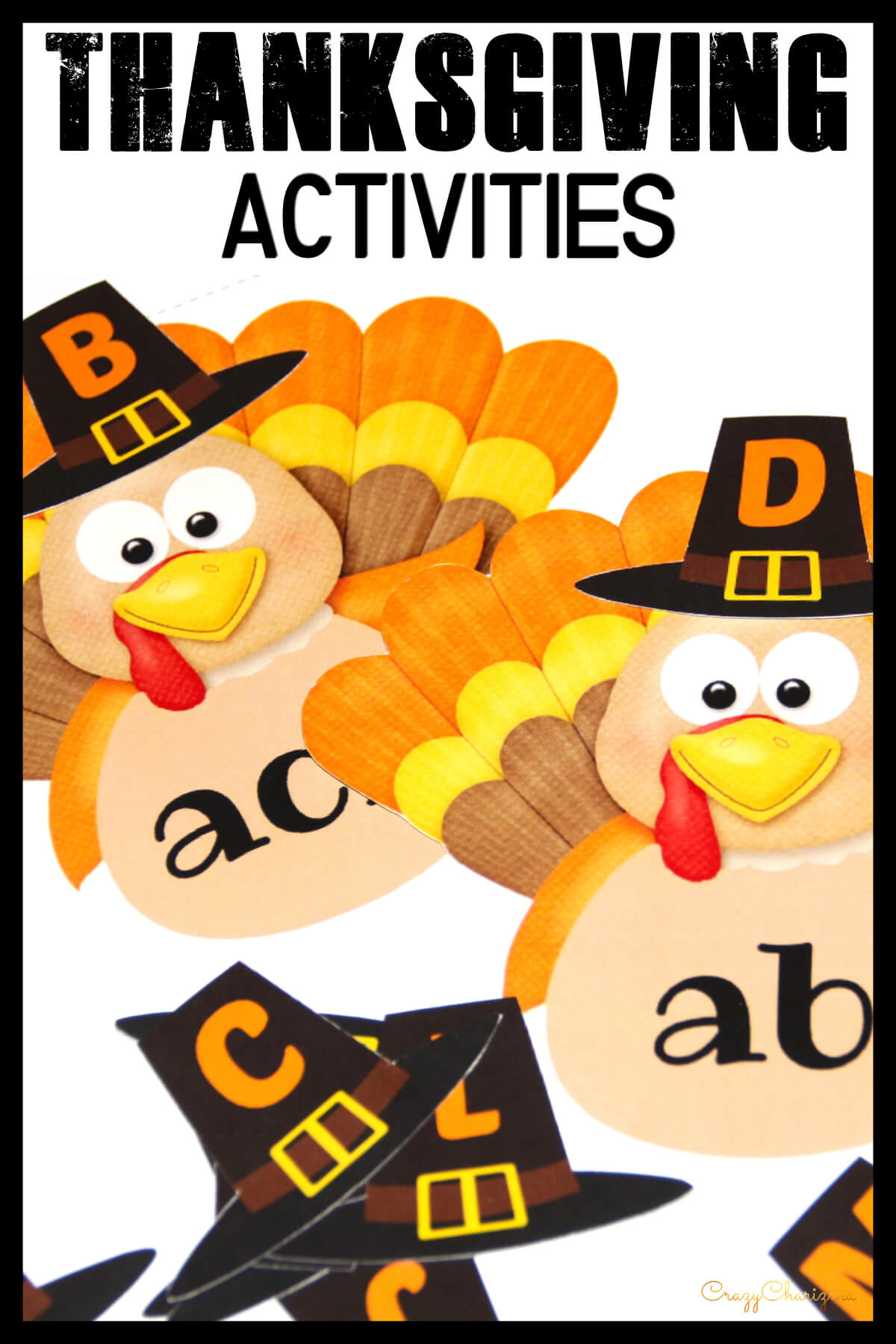 Practice phonics with these Thanksgiving activities - dress up the turkeys! These printables are perfect for kids in preschool, kindergarten, first and second grade.