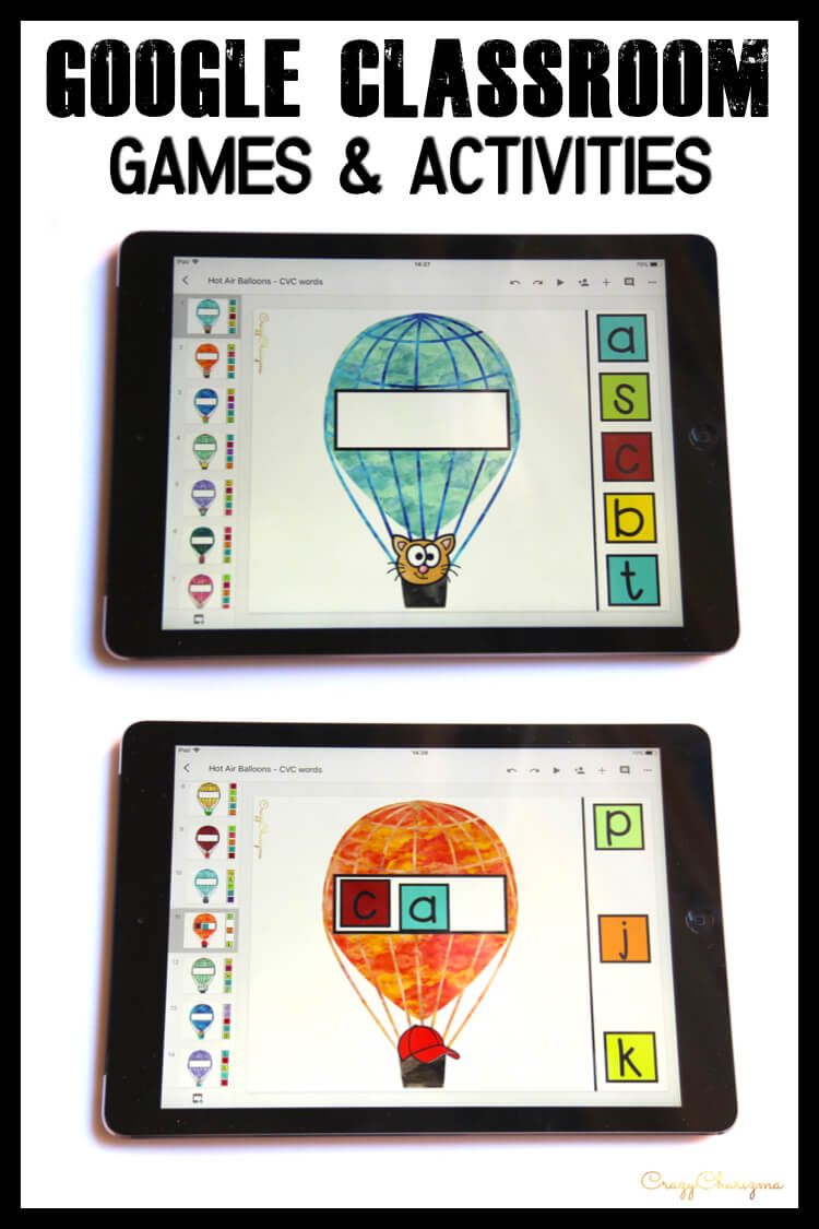 Google Classroom Activities for Kindergarten | CVC words: Need easy to use CVC word work? Grab paperless activities for Google Classroom™. Kids will love reading phonics with these hot air balloons!