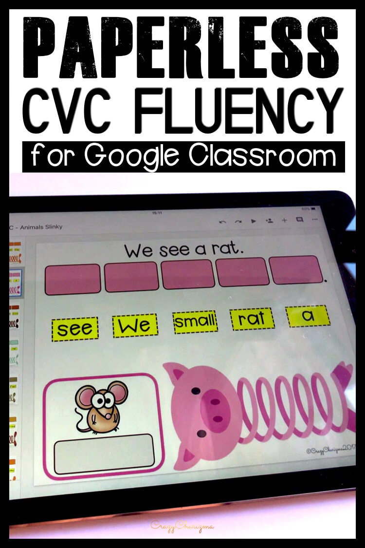 Google Classroom Activities for Kindergarten | CVC Words Games: Need to practice CVC words in sentences? I've got you covered! Try these paperless activities for Google Classroom. Use during your literacy block, daily 5, guided reading, spelling, RTI, and literacy centers.