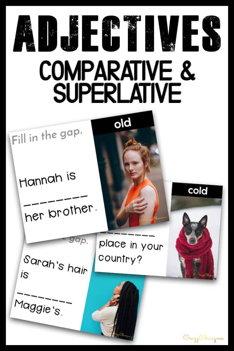 Need engaging activities to practice comparative and superlative adjectives? Use these grammar task cards with images and let kids practice degrees of comparison in a meaningful way!