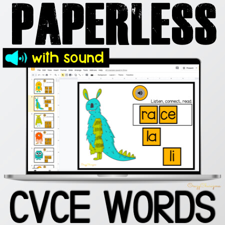 Try PAPERLESS resources and start using Google Classroom in kindergarten today. Get tons of Google Slides to practice sight words, phonics, CVC and CVCe words. Use ALL YEAR AROUND.