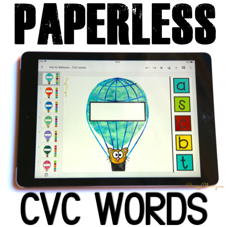 Google Classroom Activities for Kindergarten, CVC words. Need easy to use CVC word work? Grab paperless activities for Google Classroom™. Kids will love reading phonics with these hot air balloons!