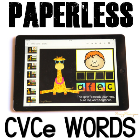 Google Classroom Activities for Kindergarten. CVCe words. Looking for quick activities for CVCe word work? How about giraffes? Kids will build the words and have images as visual help!