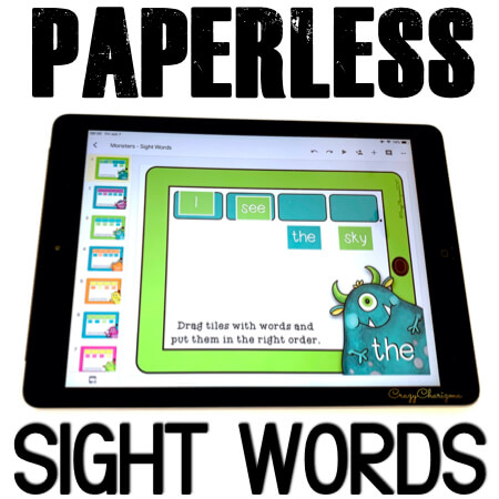 Get these paperless resources and practice sight words. Put words in the right order to build a sentence. Improve sentence fluency with Google Classroom activities!