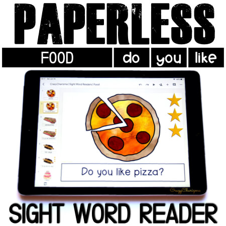 Looking for engaging sight word readers for kindergarten? Engage kids with sight words and food. Use as paperless practice for Google Classroom or print and read!