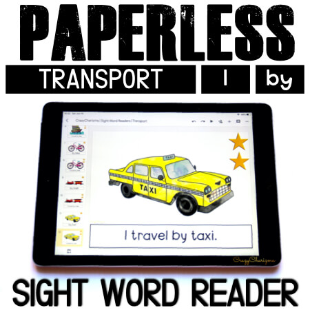 Looking for engaging sight word readers for kindergarten? Engage kids with sight words and transport. Use as paperless practice for Google Classroom or print and read!