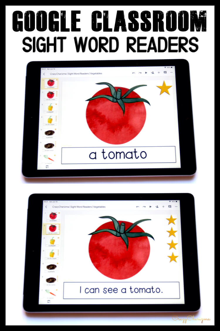 Looking for engaging sight word readers for kindergarten? Engage kids with sight words and vegetables. Use as paperless practice for Google Classroom or print and read!