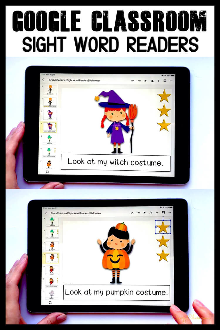 Looking for engaging sight word readers for kindergarten? Engage kids with reading sight words sentences during Halloween. Use as paperless practice for Google Classroom or print and read!
