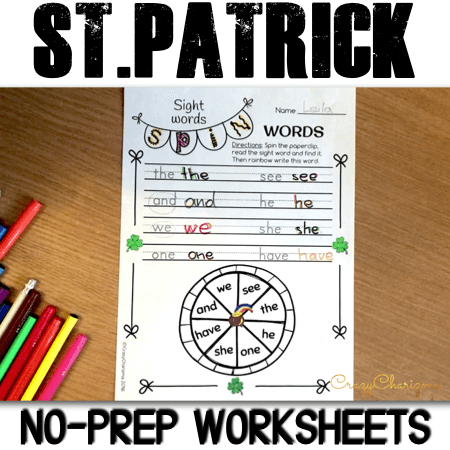 Need no prep worksheets to use on St. Patrick’s Day? Discover 33 fun and engaging pages of activities for your kids! Practice alphabet, sight words, synonyms, play with St.Patrick Day vocabulary and have fun with quick writing prompts.