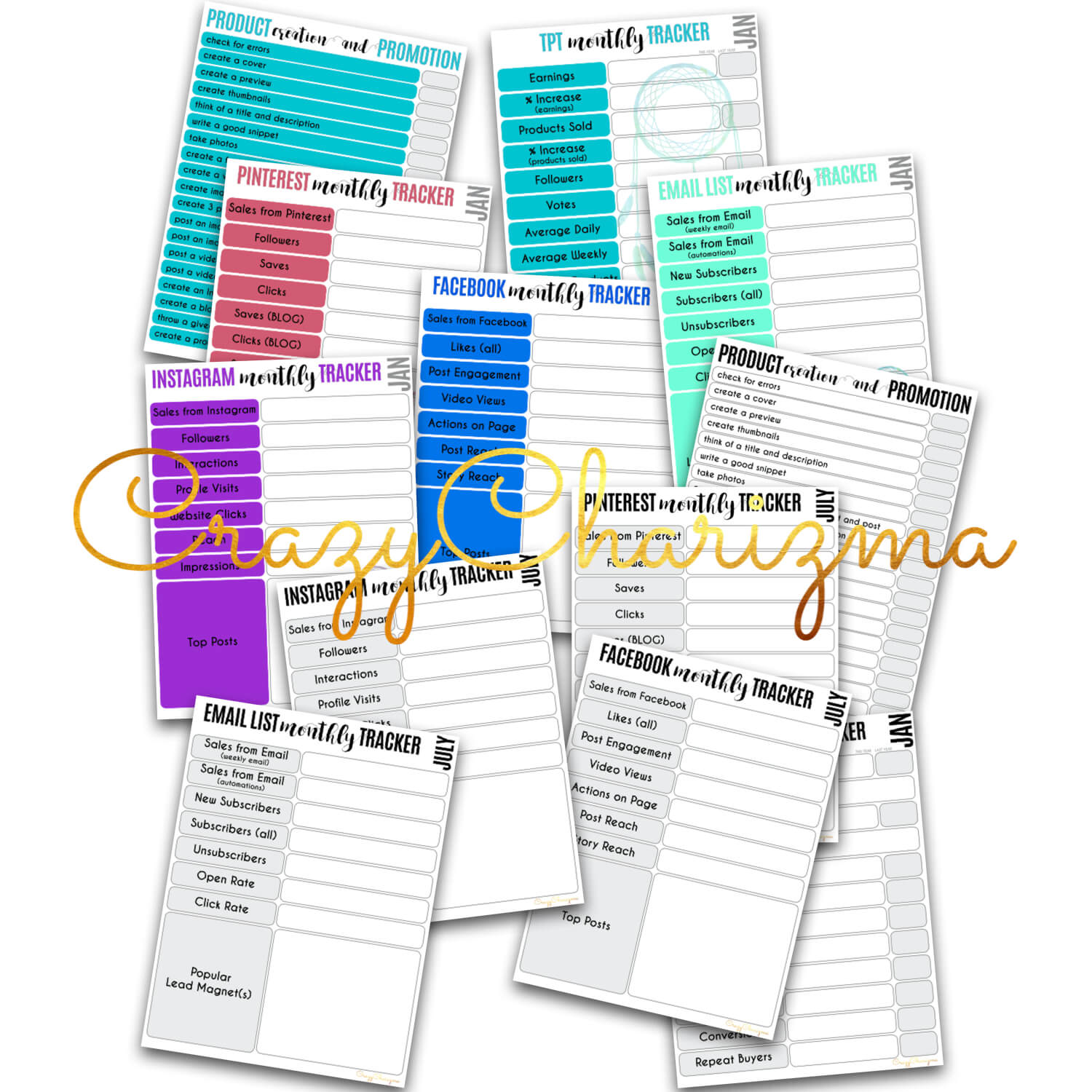 If you take TPT seriously, you definitely track your business growth and stats. This TPT planner and seller binder will help you set your goals, plan your product creation, get the product creation list and marketing plan, track social media and email list stats. And so much more.