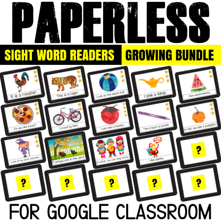 Love using sight word readers with kids? How about both paperless and printables sight word books? They are perfect for Google Classroom: use on iPads, Chromebooks, tablets and laptops. Or just print and use!