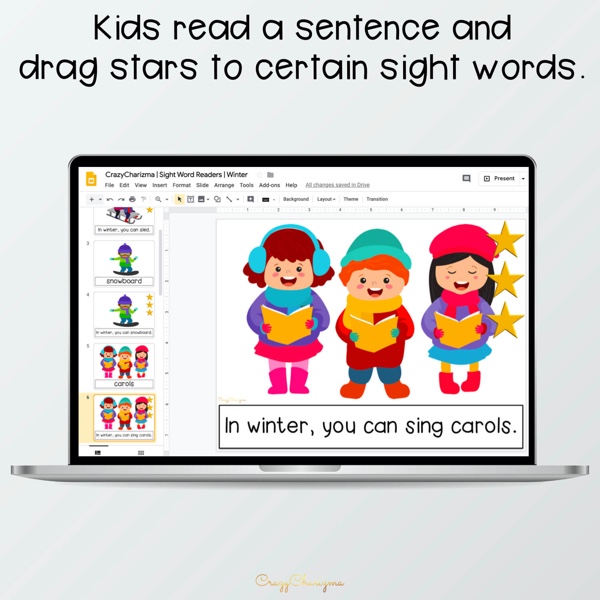 Looking for an engaging emergent reader for kindergarten? Want to introduce winter words to kids? Read with sight word readers! Use this set as a paperless activity for Google Classroom or print and read!