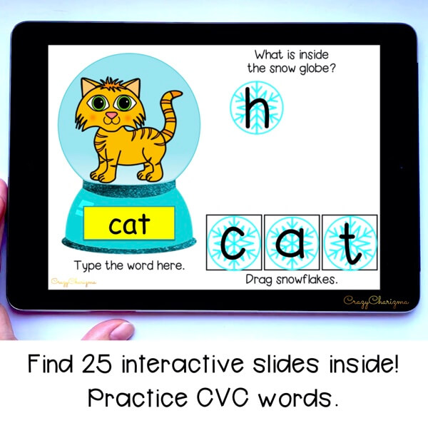 Need engaging Christmas activities for kids? Grab this paperless game for Google Classroom kindergarten. Kids will have fun with reading CVC words and typing the words.