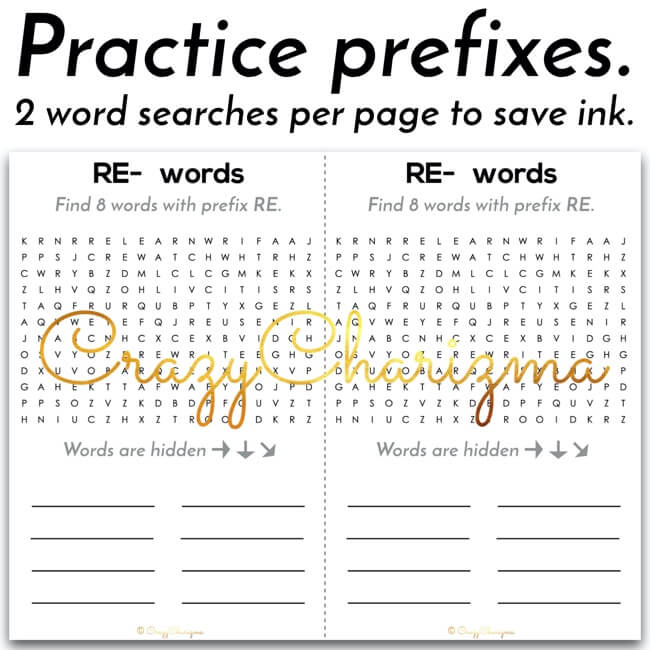 Prefixes and suffixes word searches are a perfect way to keep your students engaged. Print and use them with early finishers. Or when you need to work with small groups and have some students who can or need to practice more. Quick and sweet!