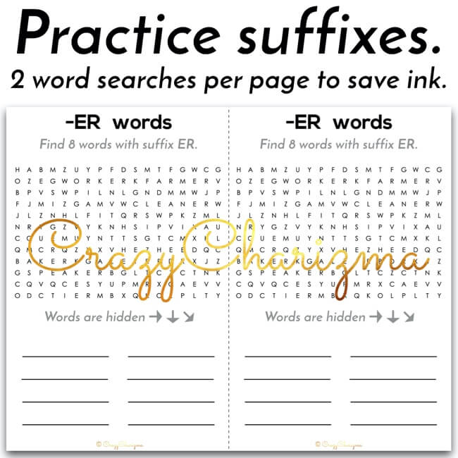Prefixes and suffixes word searches are a perfect way to keep your students engaged. Print and use them with early finishers. Or when you need to work with small groups and have some students who can or need to practice more. Quick and sweet!