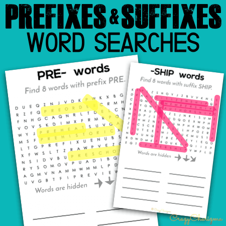 Prefixes and suffixes word searches are a perfect way to keep your students engaged. Print and use them with early finishers. Or when you need to work with small groups and have some students who can or need to practice more. Quick and sweet!