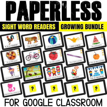 Love using sight word readers with kids? How about both paperless and printables sight word books? They are perfect for Google Classroom: use on iPads, Chromebooks, tablets and laptops. Or just print and use!