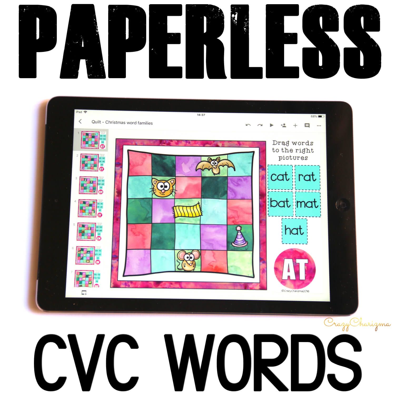 Google Classroom Activities for Kindergarten | CVC Words | Quilt