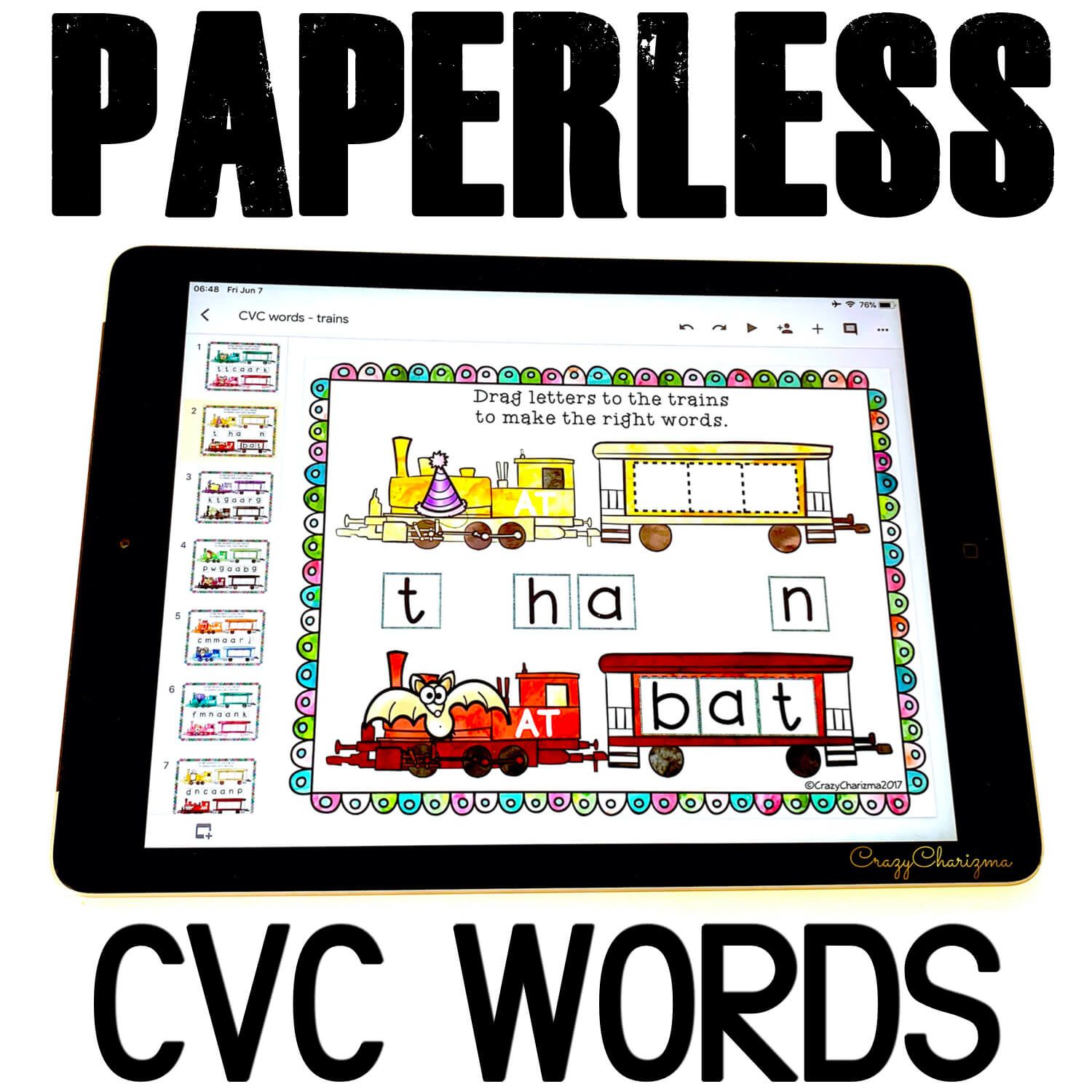 Google Classroom Activities for Kindergarten | CVC Words | Trains