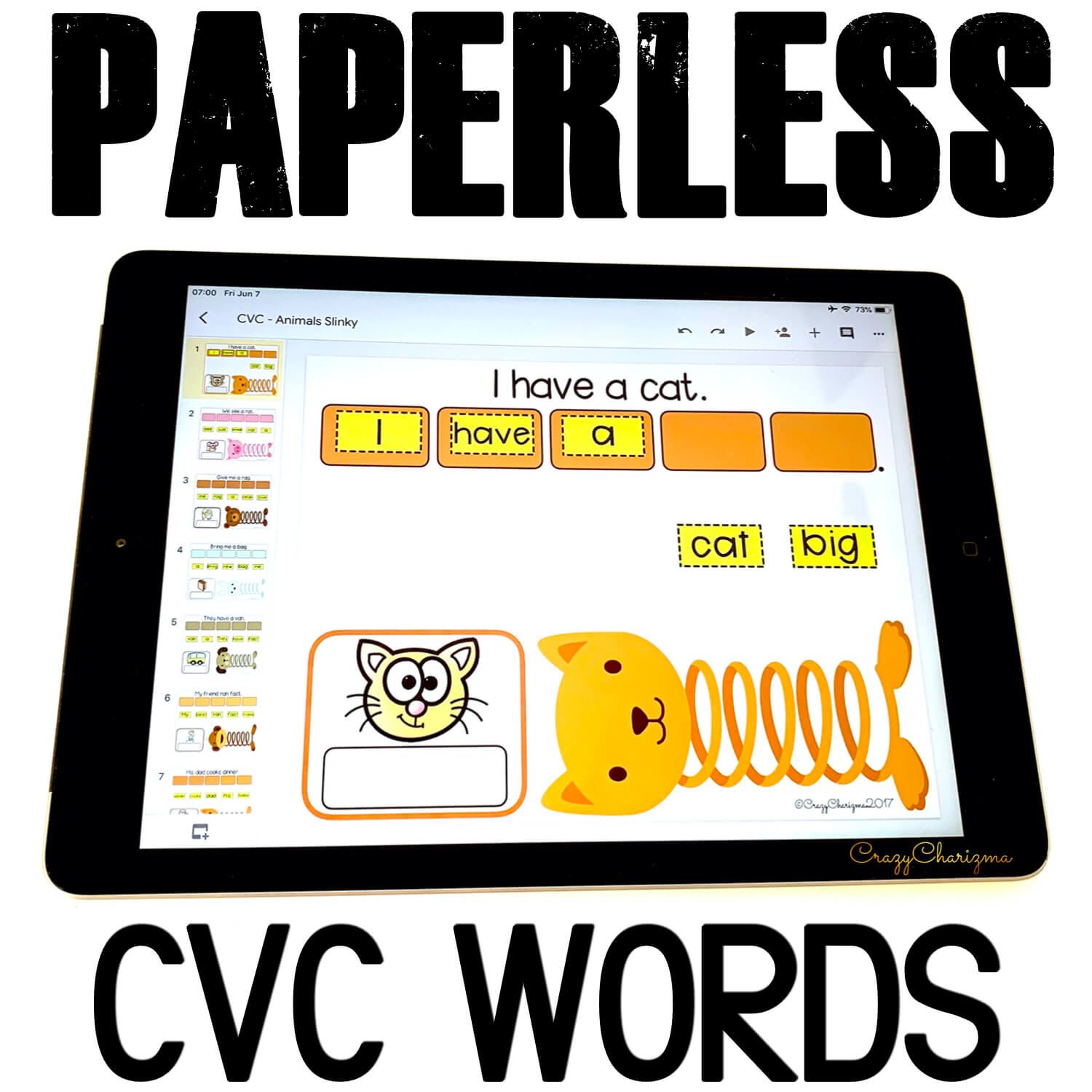 Need to practice CVC words in sentences? Try these activities for Google Classroom in kindergarten and first grade. Use during daily 5, your literacy block, guided reading, spelling, RTI, and literacy centers.