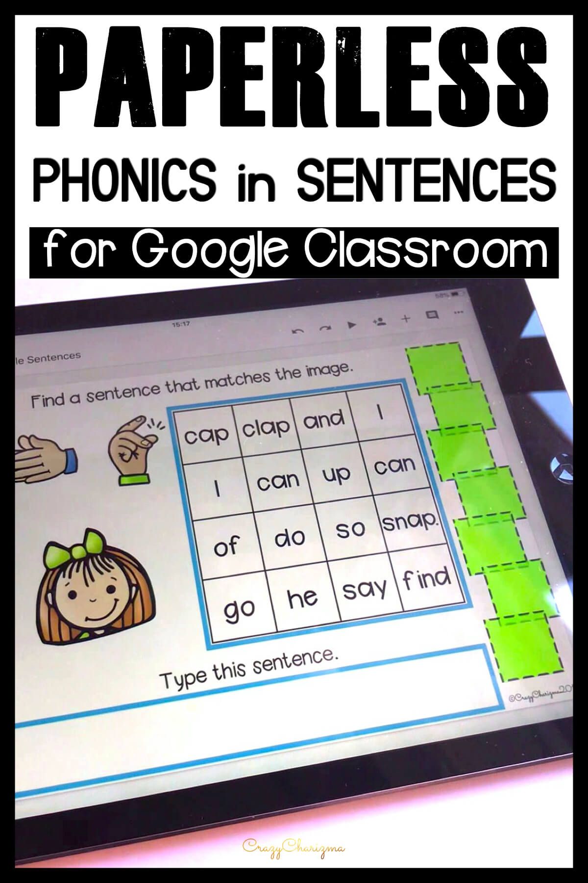Grab fun phonics practice! Kids will find sentences, build them and use images as visual help. Also, kids will practice typing skills. These activities are perfect for Google Classroom and Google Slides!