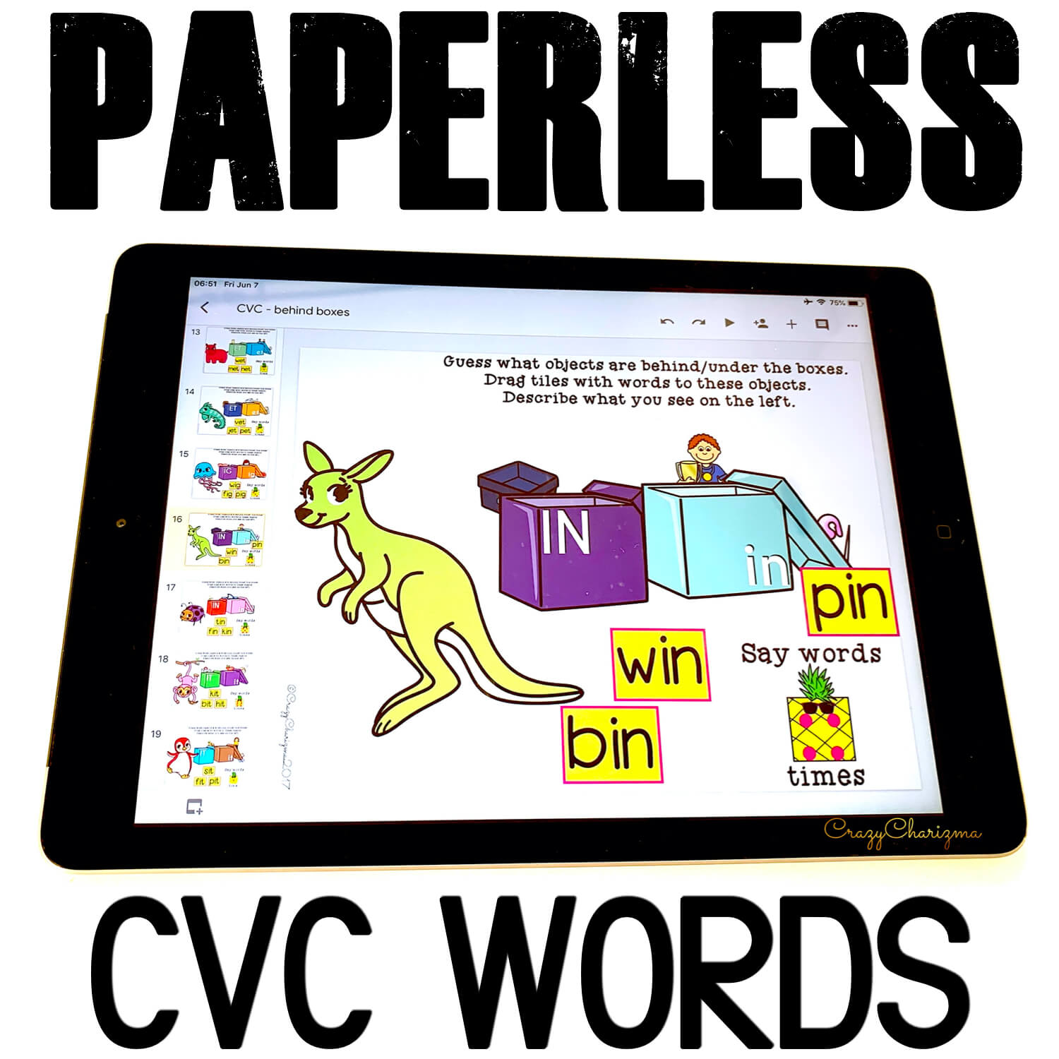 Google Classroom Activities for Kindergarten | CVC Words | Boxes