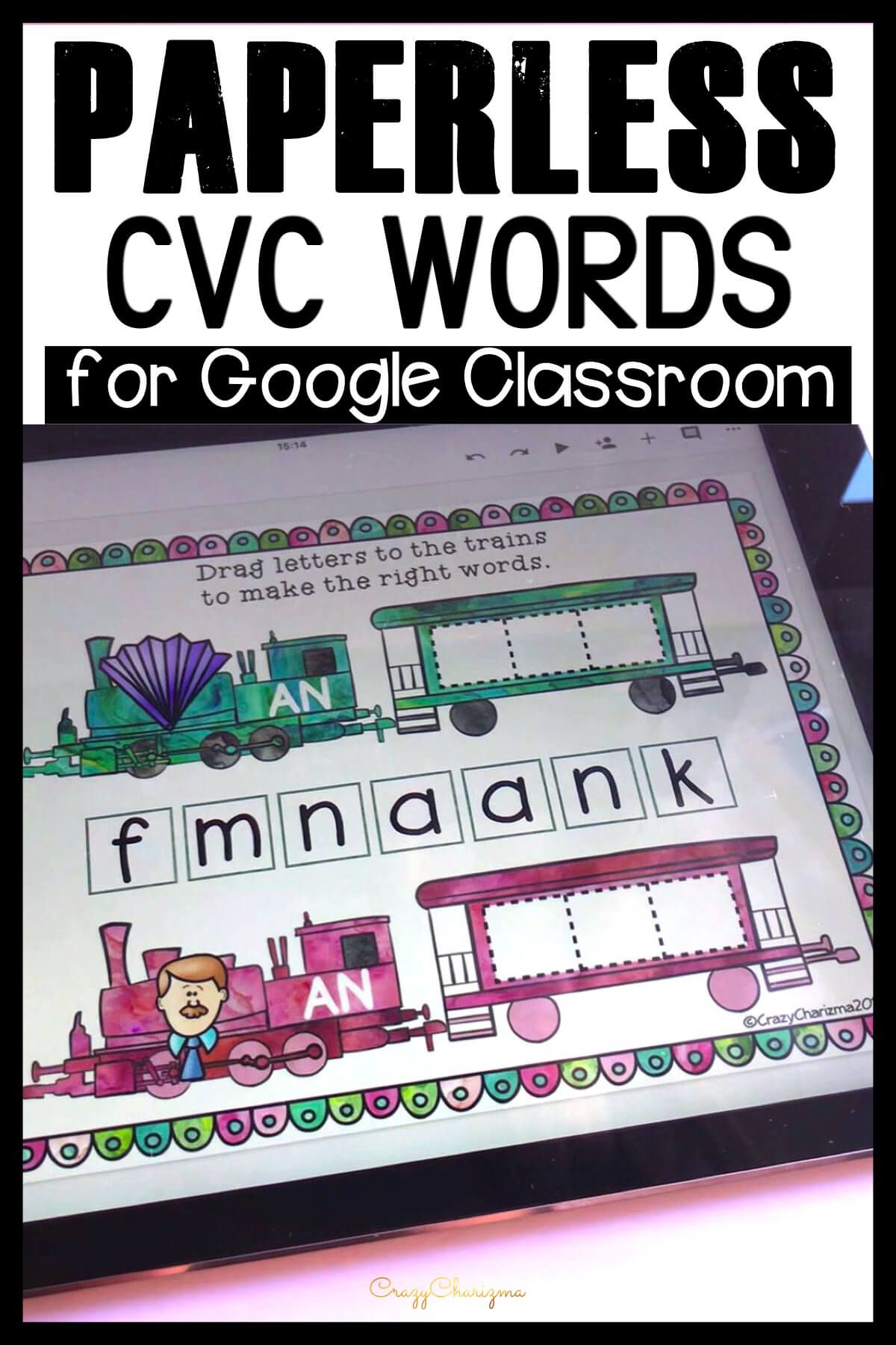 Looking for NO PREP paperless activities to practice CVC words? I've got you covered! Practice word work, words sentences, and read fluency passages. Google Classroom for kindergarten can be fun!