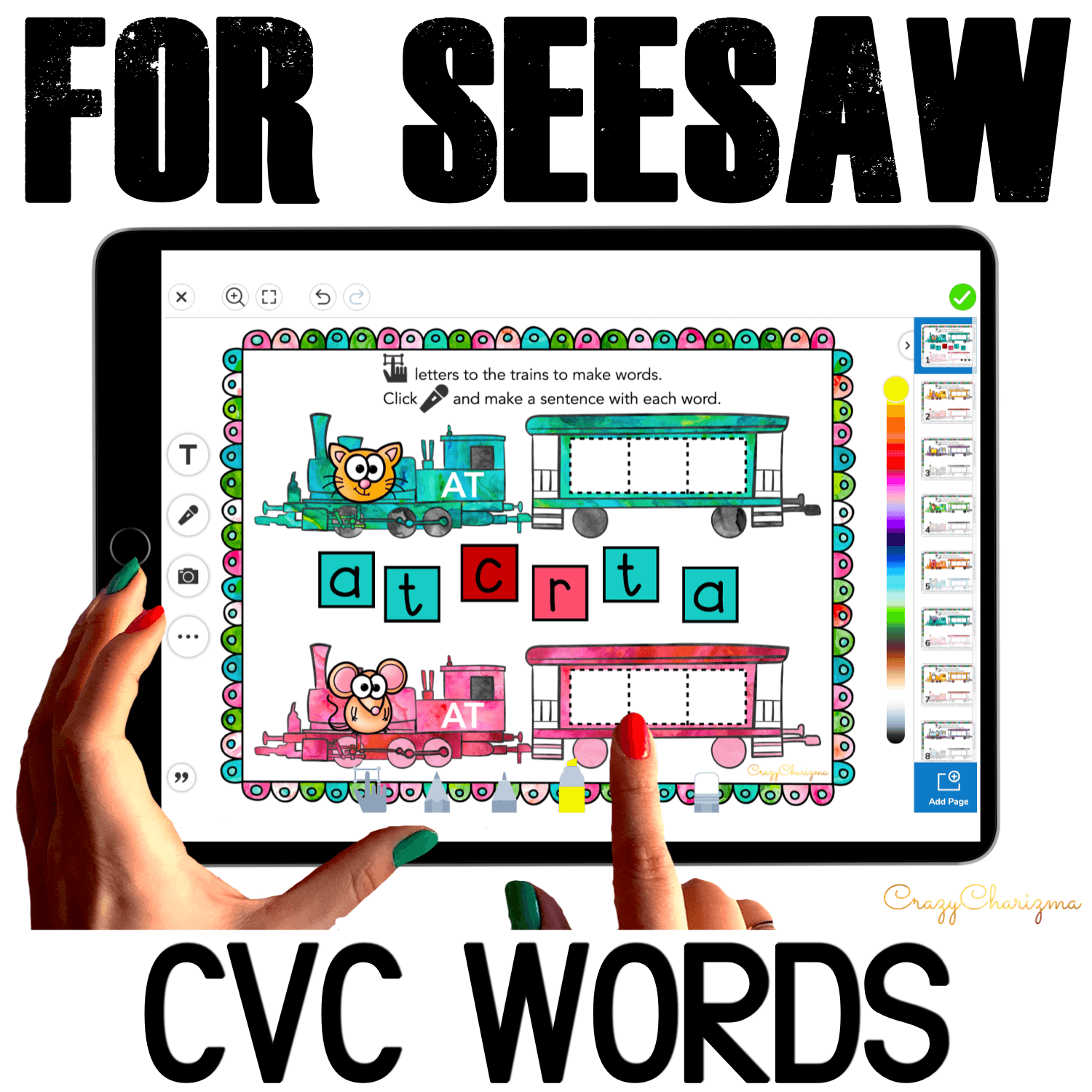 Need fun activities to use in Seesaw? Looking for engaging practice for distance learning? Try paperless CVC words practice with trains. Perfect for prek, kindergarten, first and second grade!