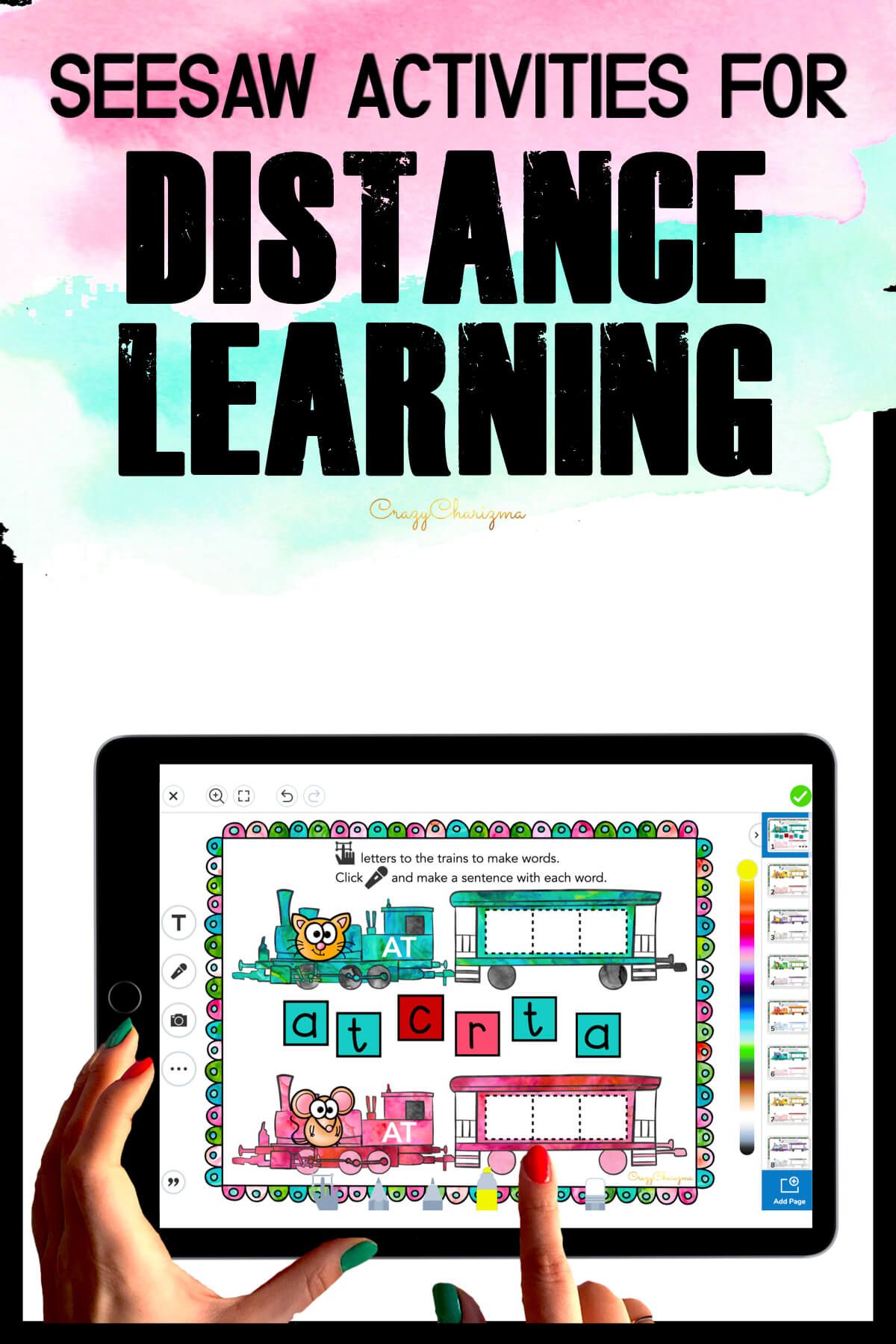 Need fun activities to use in Seesaw? Looking for engaging practice for distance learning? Try paperless CVC words practice with trains. Perfect for prek, kindergarten, first and second grade!