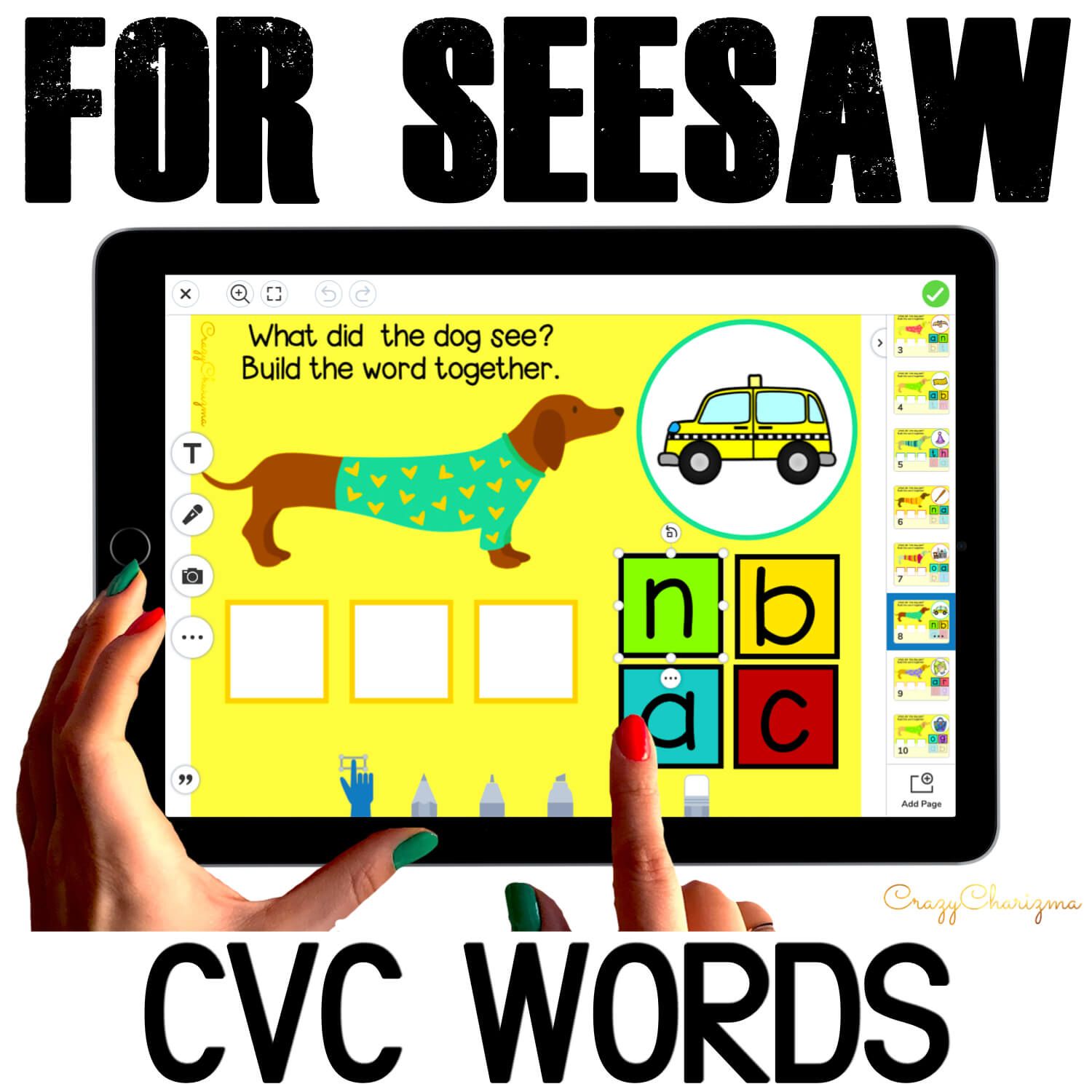 Need fun activities to use in Seesaw? Looking for engaging practice for distance learning? Try paperless CVC words practice with dogs. Perfect for prek, kindergarten, first and second grade!