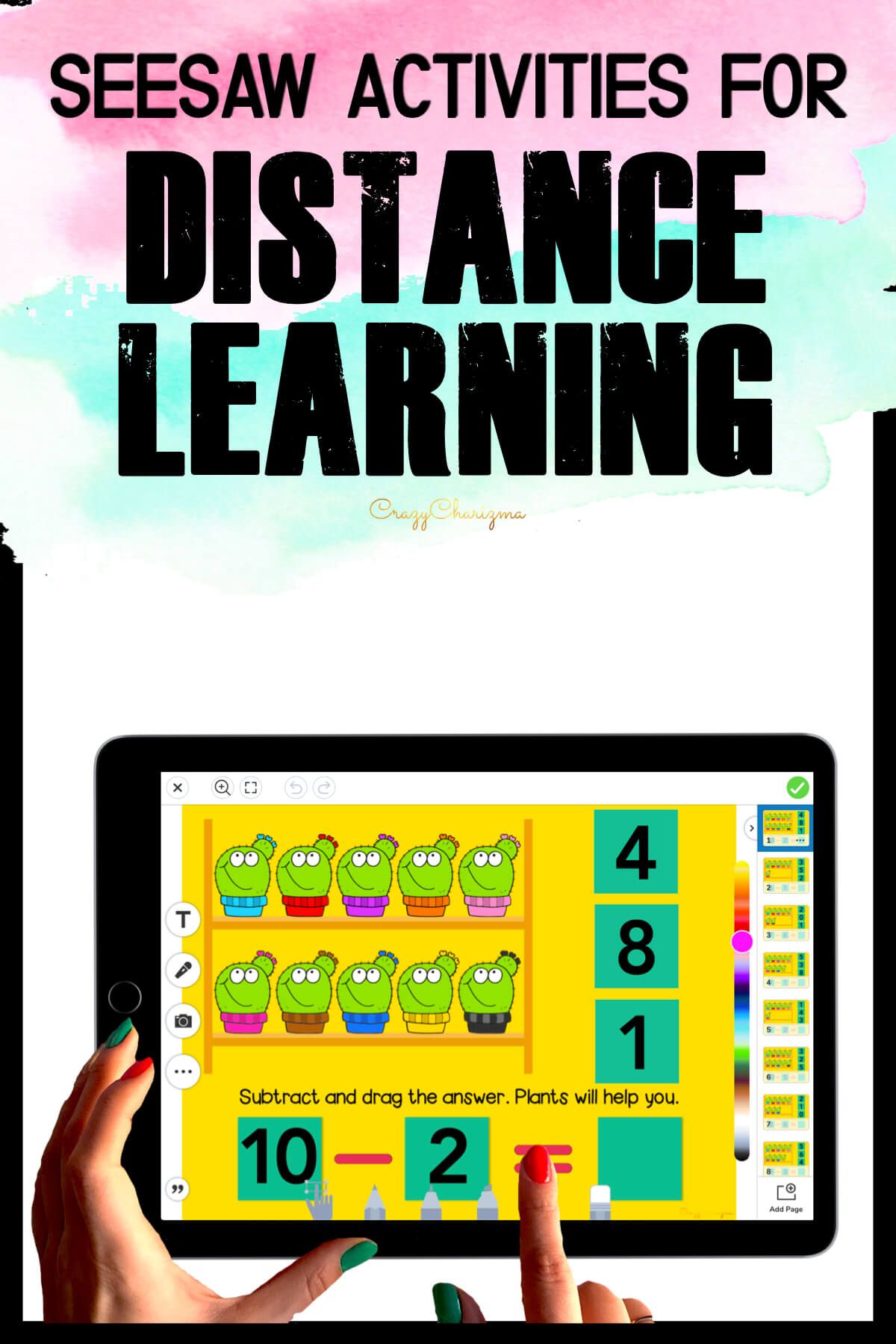 Need fun activities to use in Seesaw? Looking for an engaging Subtraction to 10 practice for distance learning? Have fun with this math center. Kids will subtract numbers and drag moveable pieces with the correct answer. Pictures of plants will help!