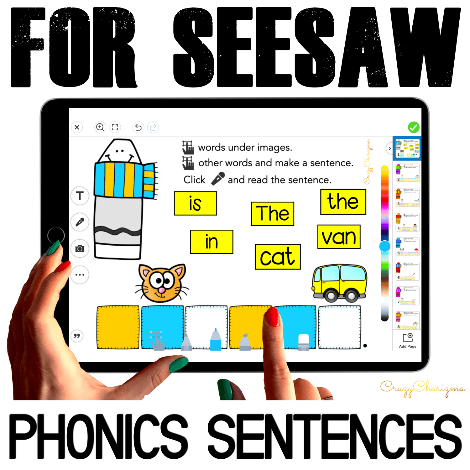 Need fun activities to use in Seesaw? Looking for engaging practice for distance learning? Try reading paperless phonics sentences with crayons. Perfect for kindergarten, first and second grade!