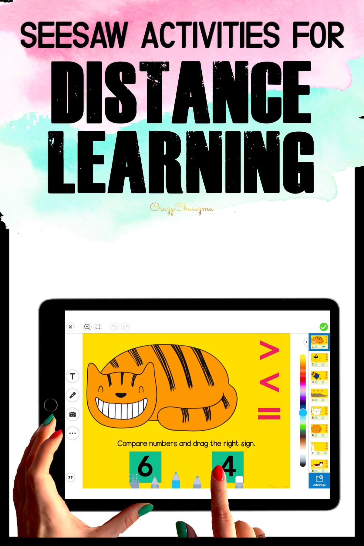 Need fun activities to use in Seesaw? Looking for engaging practice for distance learning? Have fun with this math center. Kids will compare numbers within 10 and drag moveable pieces with the correct sign.