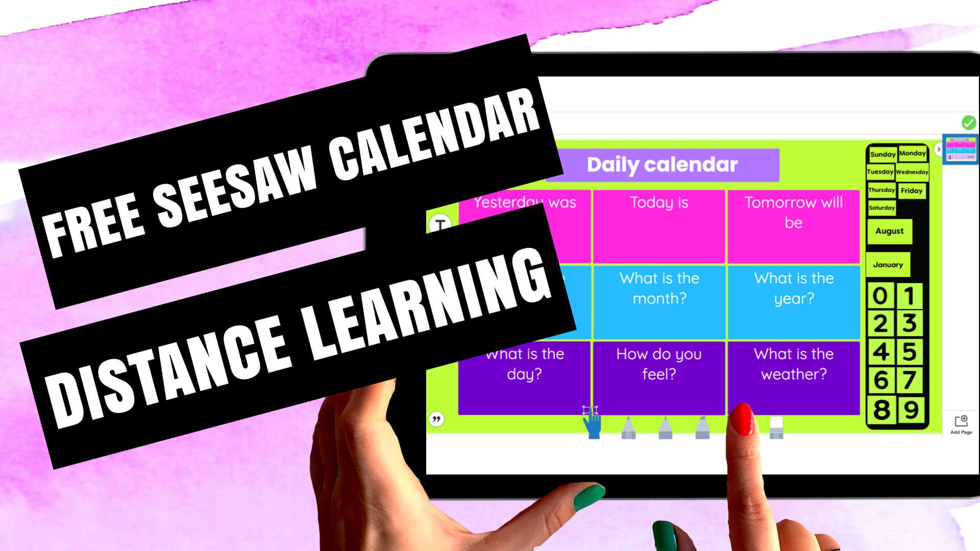 Seesaw activities for kindergarten (free daily calendar)