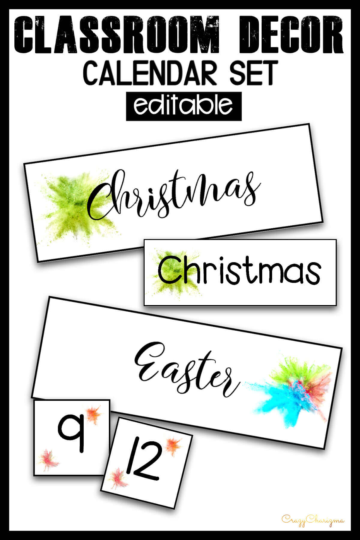 Decorate your classroom this year with this stylish SPLASH decor set. There are over 300+ pages of printables. Find inside classroom jobs labels, name tags, alphabet posters, numbers posters, centers signs, table signs, hall passes, schedule, calendar elements and various editable templates to make your own pieces.