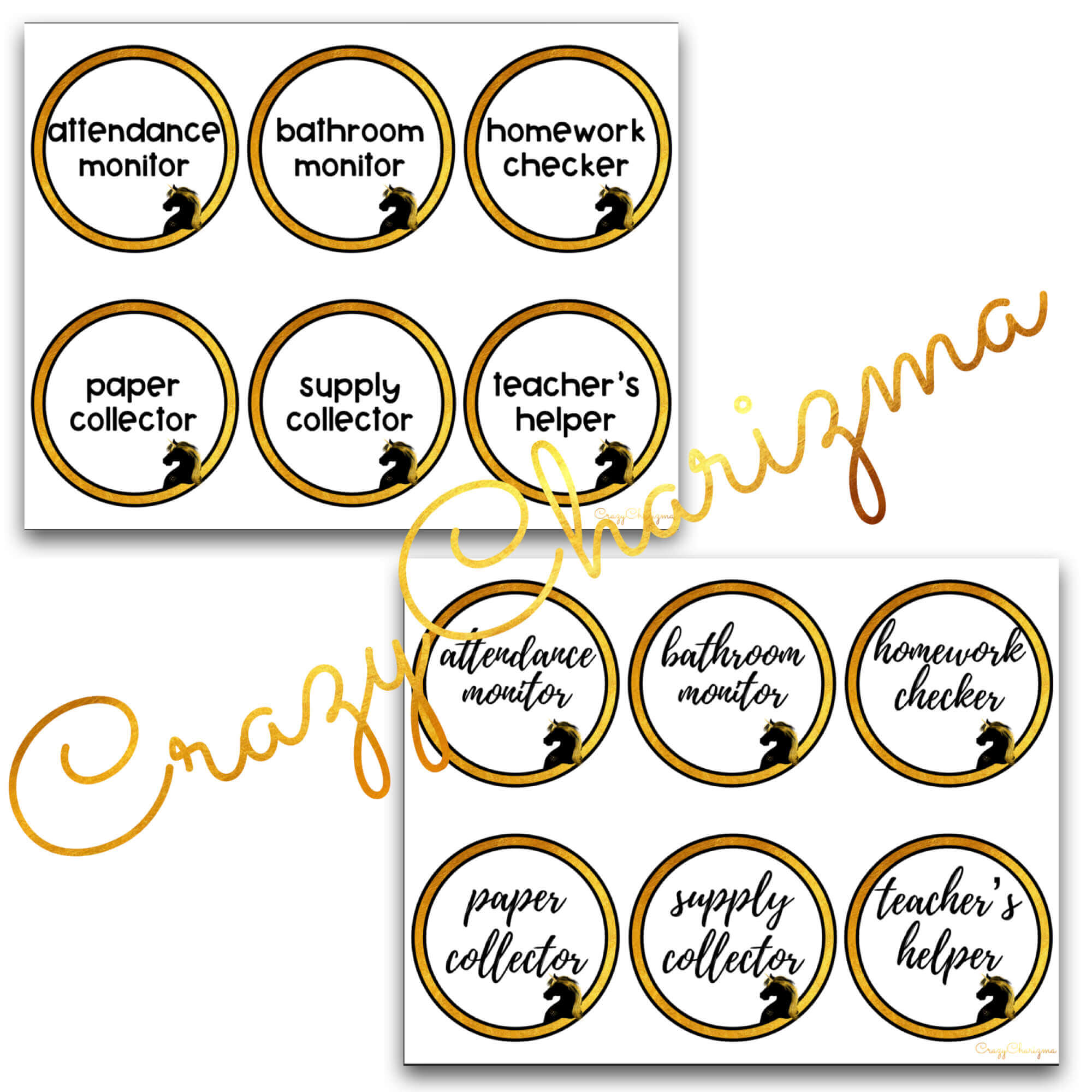 Decorate your classroom this year with this stylish BLACK UNICORN decor set. There are over 700+ pages of printables. Find inside EDITABLE TEMPLATES and ready to print classroom jobs labels, name tags, alphabet posters, numbers posters, centers signs, table signs, hall passes, schedule, calendar elements and much more.