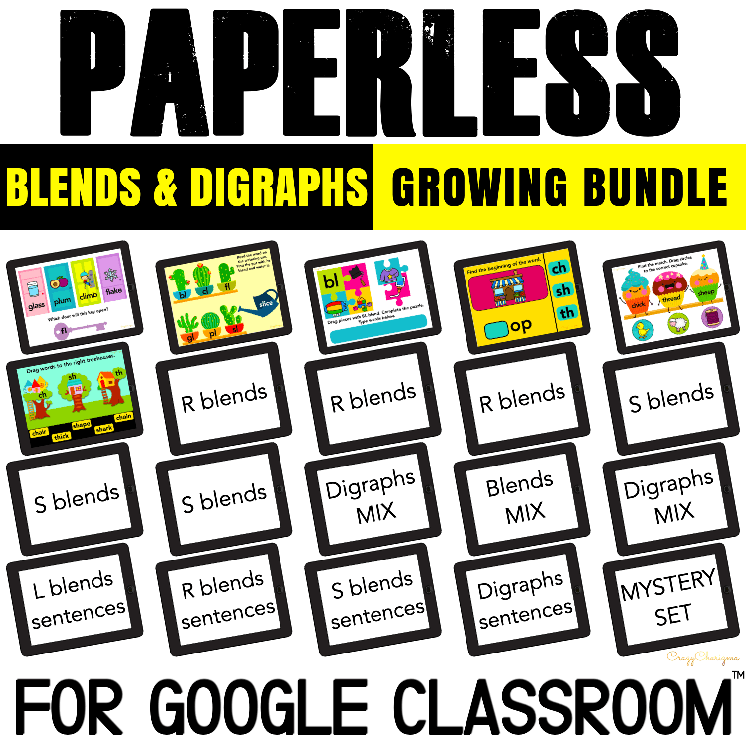 Need to engage kids with interactive blends and digraphs activities? Check out this GROWING BUNDLE that when completed will have 20 sets! Created for Google Slides and Google Classroom, you can use it for distance learning or in the classroom.