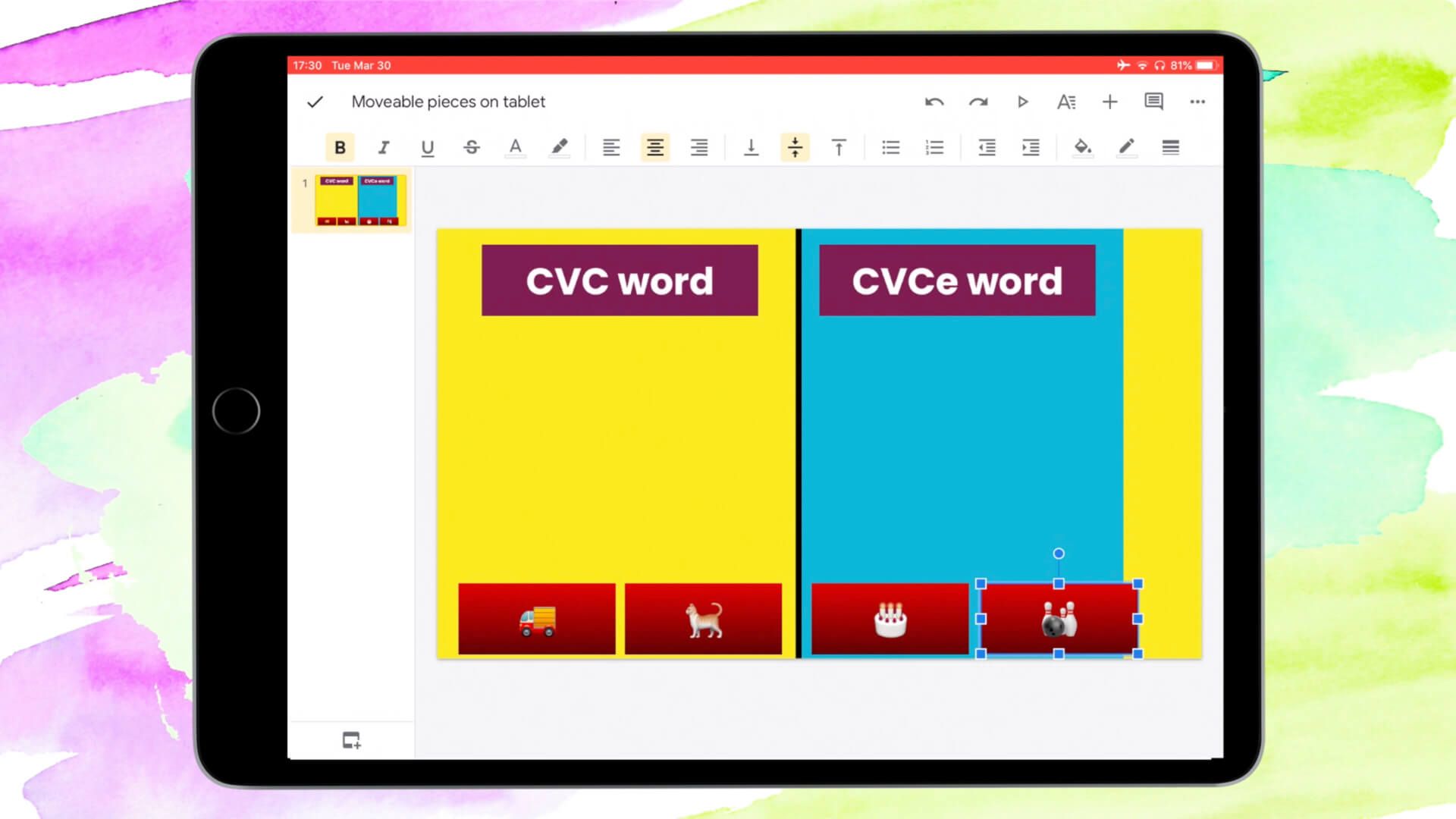 How to create Google Slides with moveable pieces on tablet